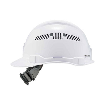 Skullerz 8972 Class C Hard Hat Cap Style, Vented, 4-Point Standard Ratchet Suspension, One Size Fits Most (6.5 to 8), White - 60144