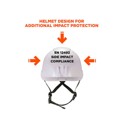 Skullerz 8974V Class E Safety Helmet with 8991 Clear Visor Kit, 6-Point Ratchet Suspension, One Size Fits Most, White - 602-15