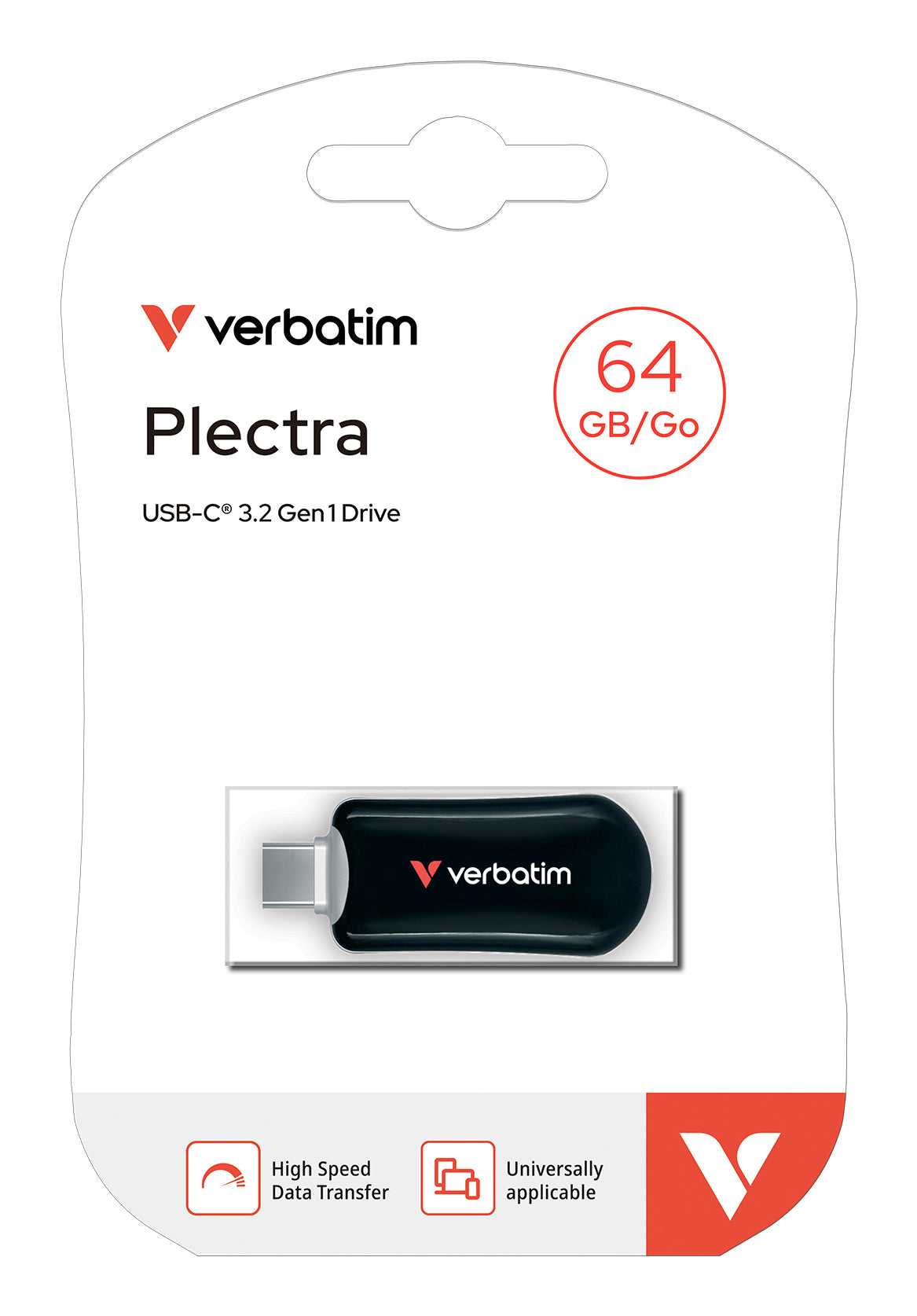 Verbatim Plectra USB-C Flash Drive Black 64GB - 30224