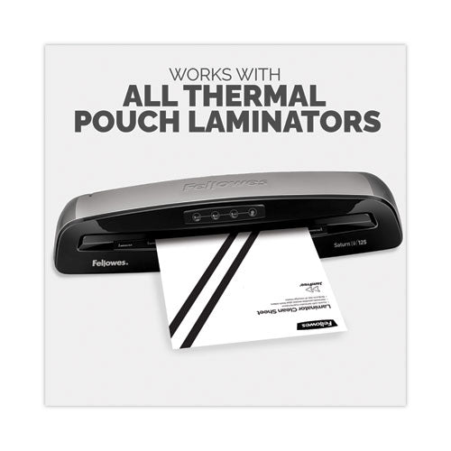 FELLOWES Laminator Cleaning Sheets, 3 to 10 mil, 8.5" x 11", White, 10/Pack - 5320603