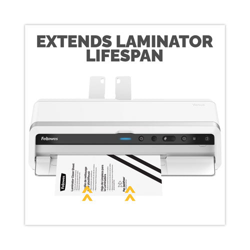 FELLOWES Laminator Cleaning Sheets, 3 to 10 mil, 8.5" x 11", White, 10/Pack - 5320603