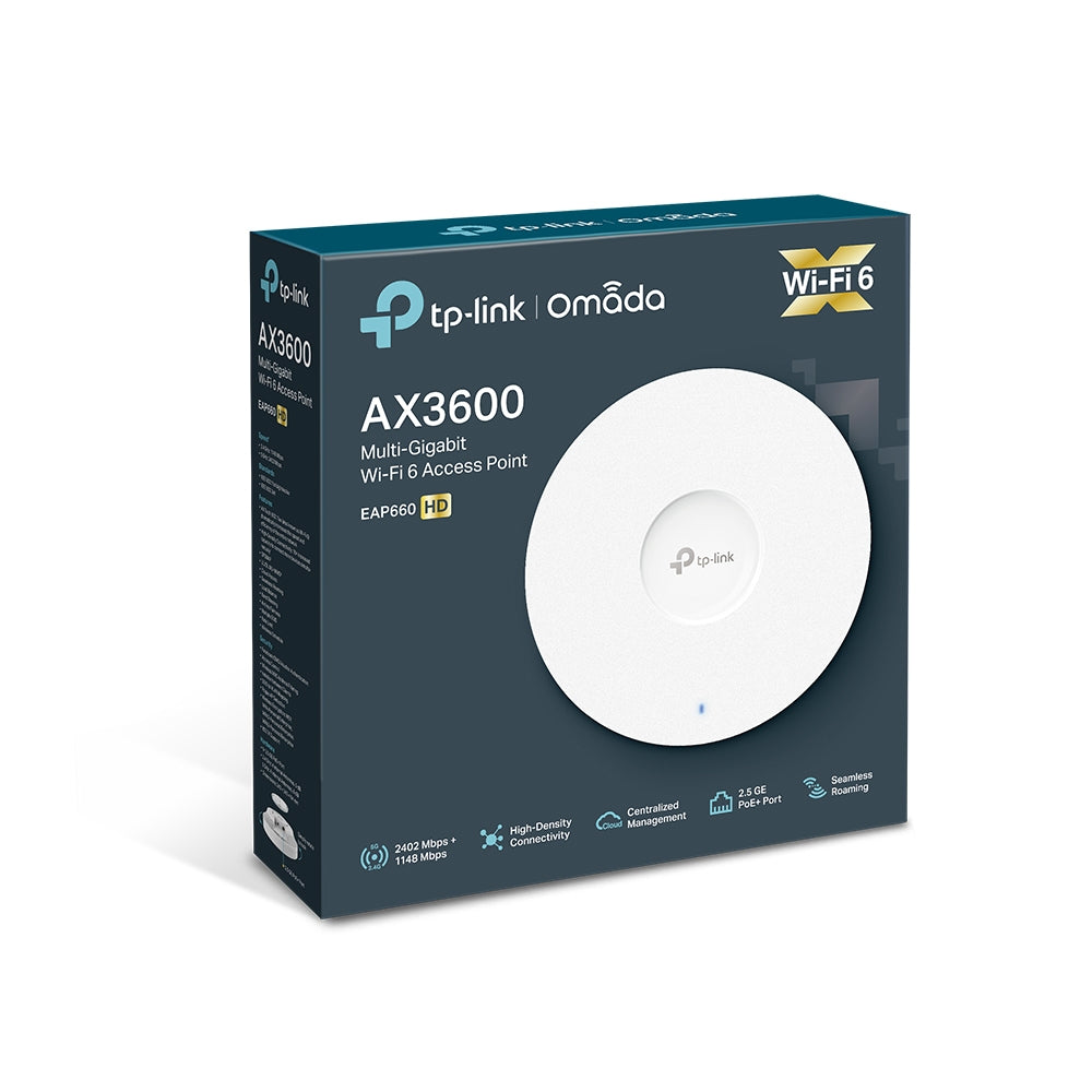 TP-Link Omada AX3600 Wireless Dual Band Multi-Gigabit Ceiling Mount Access Point - EAP660 HD