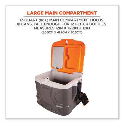 Chill-Its 5170 17-Quart Industrial Hard Sided Cooler, Orange/Gray, 30/Pallet - 13172 C2G