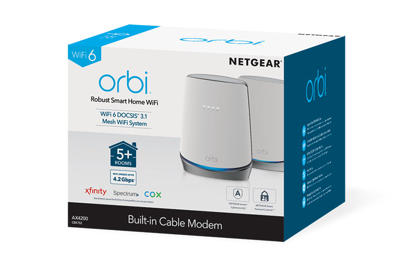 NETGEAR Orbi Tri-band (2.4 GHz / 5 GHz / 5 GHz) Wi-Fi 6 (802.11ax) White 6 Internal - CBK752-100NAS