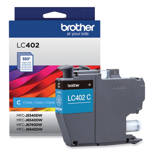 BROTHER  Ink, 550 Page-Yield, Cyan - LC402CS