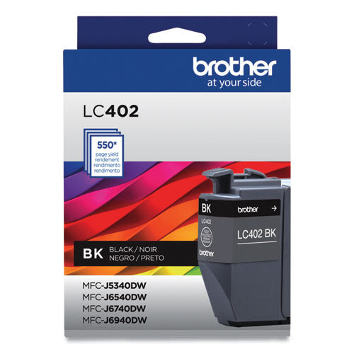 BROTHER  Ink, 550 Page-Yield, Black - LC402BKS
