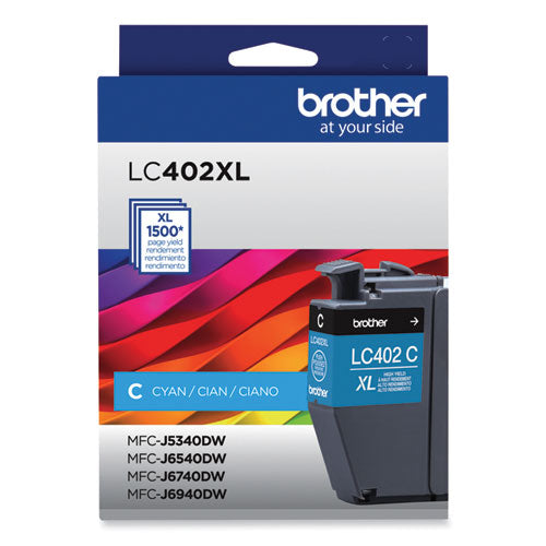 BROTHER  High-Yield Ink, 1,500 Page-Yield, Cyan - LC402XLCS