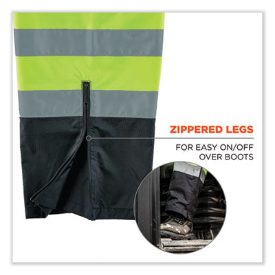 GloWear 8915BK Class E Hi-Vis Rain Pants Black Bottom, 4X-Large, Lime - 25428 C2G