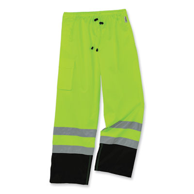 GloWear 8915BK Class E Hi-Vis Rain Pants Black Bottom, 4X-Large, Lime - 25428 C2G