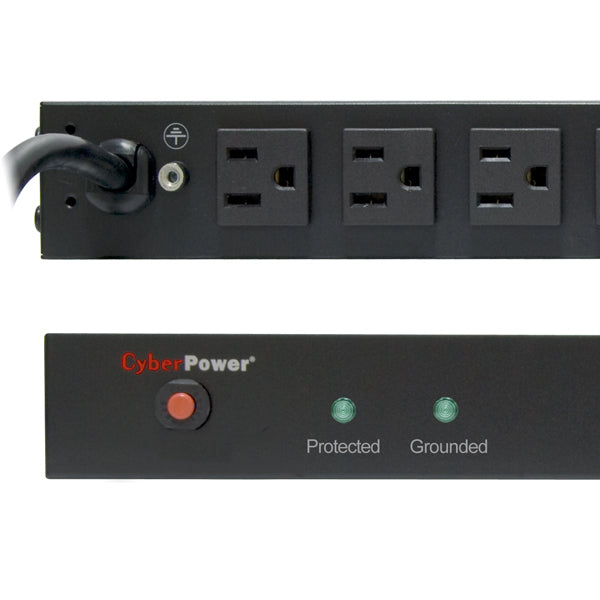 CyberPower RKBS15S2F10R surge protector Black 12 AC outlet(s) 120 V 4.57 m - RKBS15S2F10R CYBERPOWER