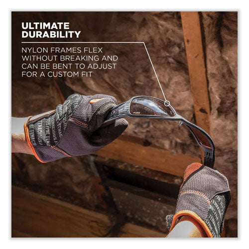 FELLOWES Skullerz Dagr Safety Glasses, Black Nylon Impact Frame, Anti-Fog Smoke Polycarbonate Lens - 52033