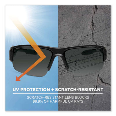 Skullerz Dagr Safety Glasses, Black Half Frame, Polarized Smoke Single Lens - 52031