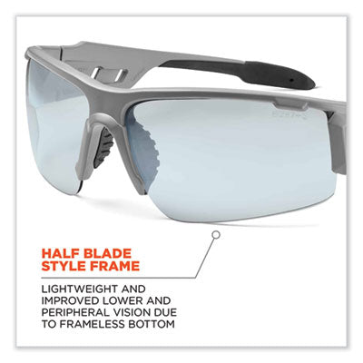 Skullerz Dagr Safety Glasses, Matte Gray Half Frame, Clear Single I/O Lens - 52180