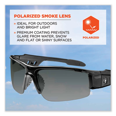 Skullerz Dagr Safety Glasses, Black Half Frame, Polarized Smoke Single Lens - 52031