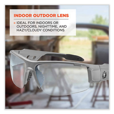 Skullerz Dagr Safety Glasses, Matte Gray Half Frame, Clear Single I/O Lens - 52180