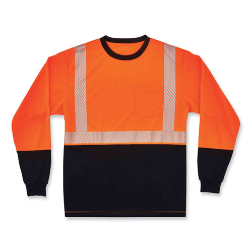 C2G GloWear 8281BK Class 2 Long Sleeve Shirt with Black Bottom, Polyester, Medium, Orange - 22683