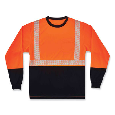 GloWear 8281BK Class 2 Long Sleeve Shirt with Black Bottom, Medium, Orange - 22683