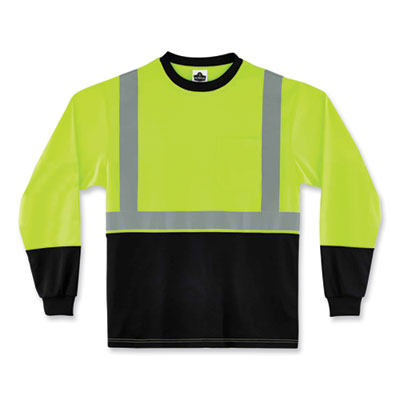 GloWear 8291BK Type R Class 2 Black Front Long Sleeve T-Shirt, Small, Lime - 22702 C2G