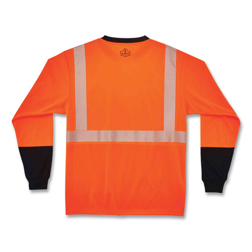 C2G GloWear 8281BK Class 2 Long Sleeve Shirt with Black Bottom, Polyester, Medium, Orange - 22683