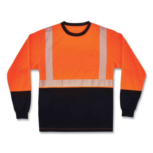 C2G GloWear 8281BK Class 2 Long Sleeve Shirt with Black Bottom, Polyester, 5X-Large, Orange - 22689