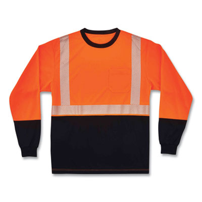 GloWear 8281BK Class 2 Long Sleeve Shirt with Black Bottom, 5X-Large, Orange - 22689
