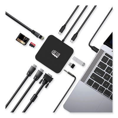 11-in-1 USB-C Multi-Port TAA Compliant Docking Station, Black - AUH-4050