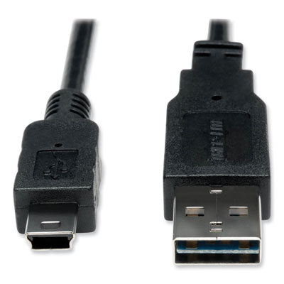 Universal Reversible USB 2.0 Cable, Reversible A to 5-Pin Mini B (M/M), 6 ft, Black - UR030-006