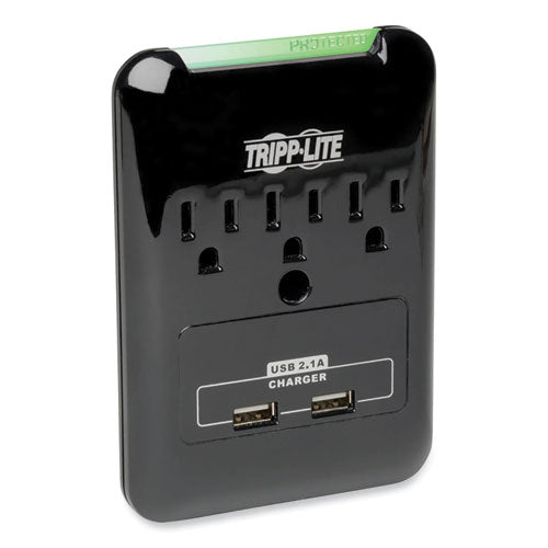 EATON Protect It! Surge Protector, 3 AC Outlets/2 USB Ports, 540 J, Black - SK30USB