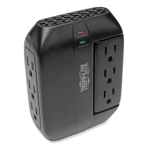 EATON Swivel6 Six-Outlet, Direct Plug-in Surge Suppressor, 6 AC Outlets, 1,500 J, Black - SWIVEL6