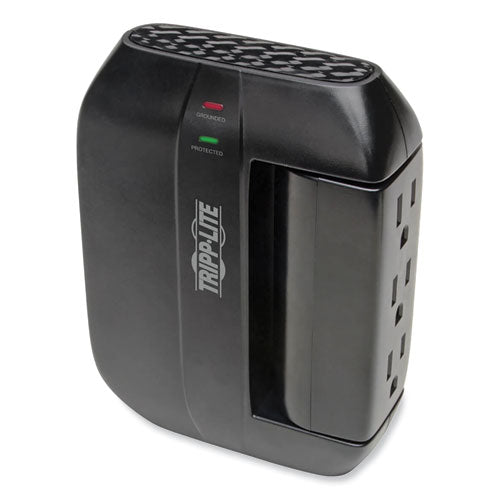 EATON Swivel6 Six-Outlet, Direct Plug-in Surge Suppressor, 6 AC Outlets, 1,500 J, Black - SWIVEL6