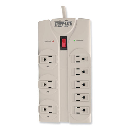 EATON Protect It! Surge Suppressor, 8 AC Outlets, 8 ft Cord, 1,440 J, Light Gray - TLP808