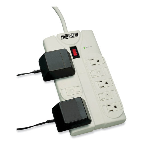 EATON Protect It! Surge Suppressor, 8 AC Outlets, 25 ft Cord, 1,440 J, Light Gray - TLP825