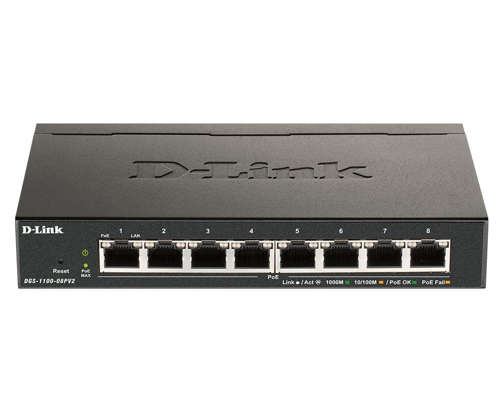 D-Link 8-Port PoE Gigabit Smart Managed Switch - DGS-1100-08PV2 D-LINK