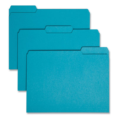 Interior File Folders, 1/3-Cut Tabs: Assorted, Letter Size, 0.75" Expansion, Teal, 100/Box - 10291 C2G