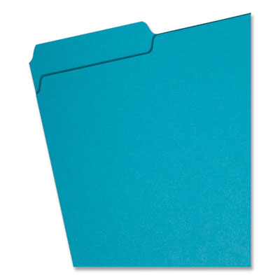 Interior File Folders, 1/3-Cut Tabs: Assorted, Letter Size, 0.75" Expansion, Teal, 100/Box - 10291 C2G