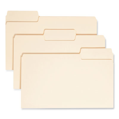 SuperTab Top Tab File Folders, 1/3-Cut Tabs: Assorted, Legal Size, 0.75" Expansion, 11-pt Manila, 100/Box - 15301 C2G