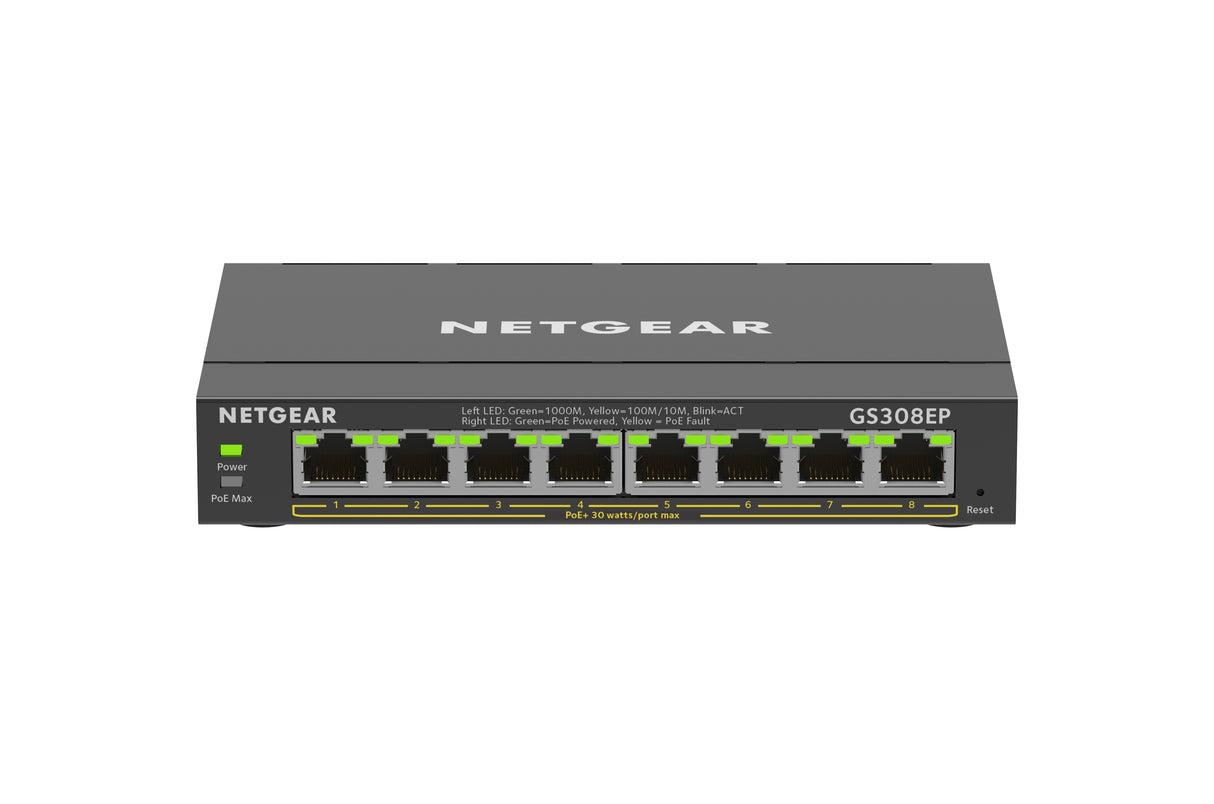 NETGEAR 8 Port PoE Gigabit Ethernet Plus Switch (GS308EP) - GS308EP-100NAS