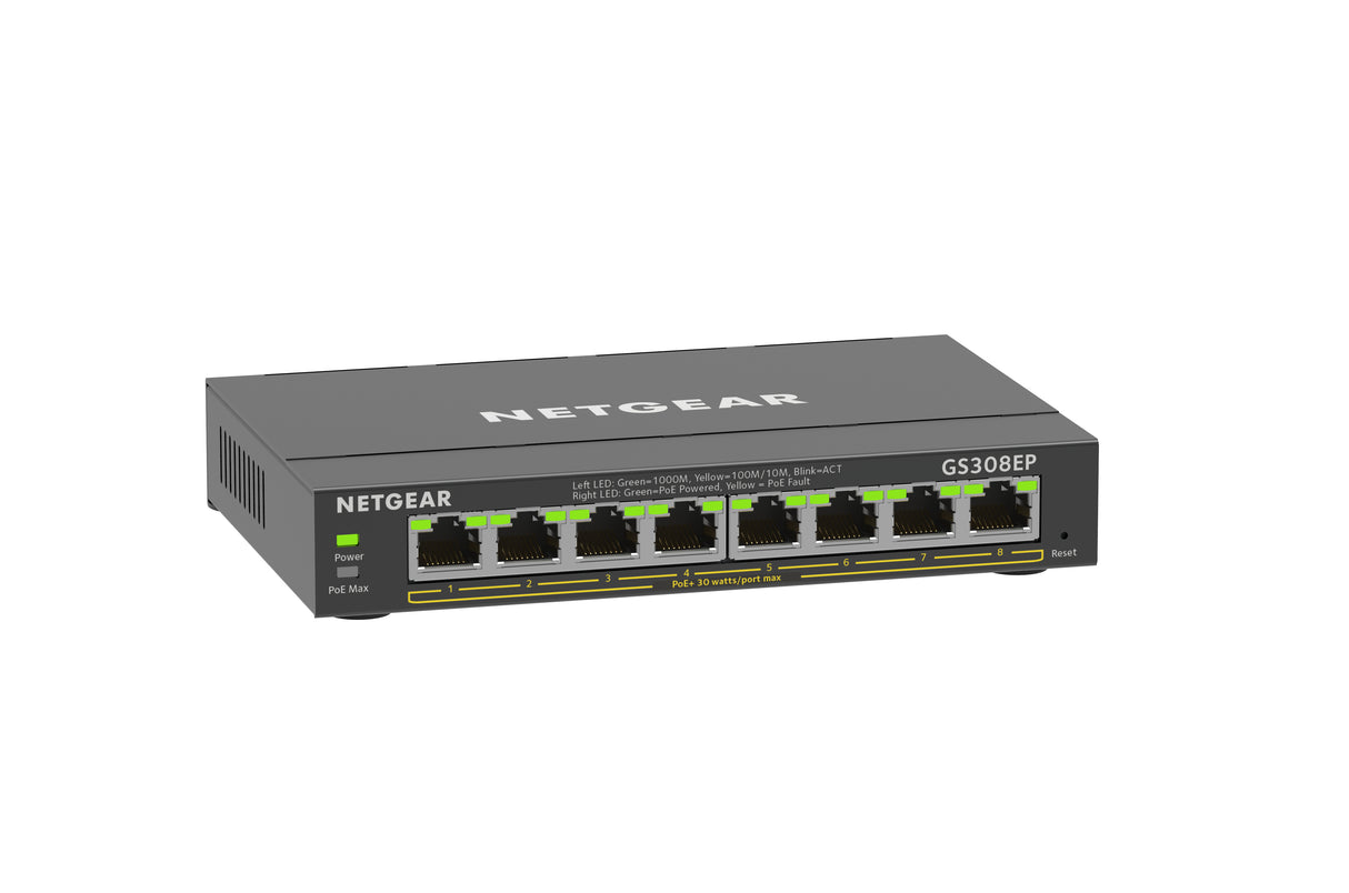 NETGEAR 8 Port PoE Gigabit Ethernet Plus Switch (GS308EP) - GS308EP-100NAS