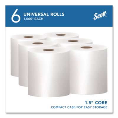 Essential High Capacity Hard Roll Towels for Business, 1-Ply, 8" x 1,000 ft, 1.5" Core, Recycled, White, 6 Rolls/Carton - 01005 LEGRAND