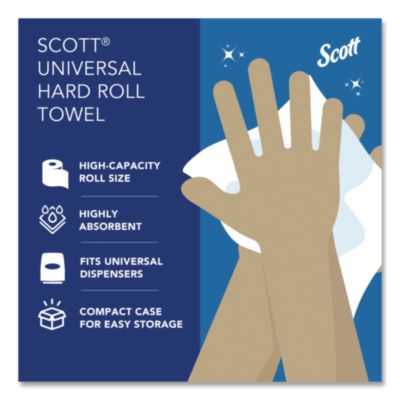 Essential High Capacity Hard Roll Towels for Business, 1-Ply, 8" x 1,000 ft, 1.5" Core, Recycled, White, 6 Rolls/Carton - 01005 LEGRAND