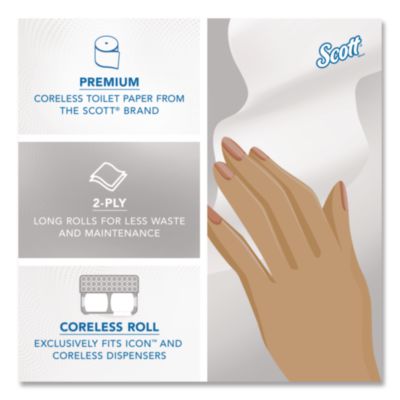 Essential Coreless SRB Bathroom Tissue, Septic Safe, 2-Ply, White, 1,000 Sheets/Roll, 36 Rolls/Carton - 04007 C2G