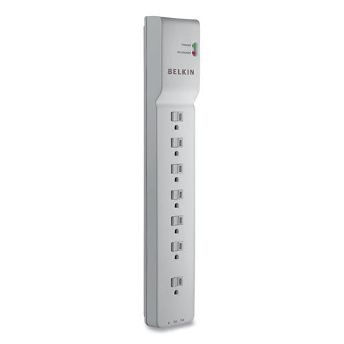 BELKIN Home/Office Surge Protector, 7 AC Outlets, 12 ft Cord, 2,160 J, White - BE107200-12