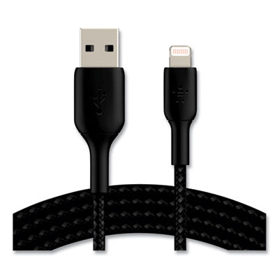 BOOST CHARGE Braided Apple Lightning to USB-A ChargeSync Cable, 6.6 ft, Black - CAA002BT2MBK BELKIN