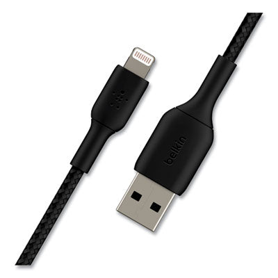 BOOST CHARGE Braided Apple Lightning to USB-A ChargeSync Cable, 6.6 ft, Black - CAA002BT2MBK BELKIN