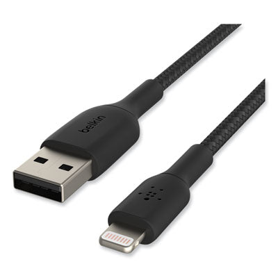 BOOST CHARGE Braided Apple Lightning to USB-A ChargeSync Cable, 6.6 ft, Black - CAA002BT2MBK