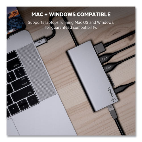 BELKIN USB-C Multimedia Hub, 6 Ports, Space Gray - F4U092BTSGY