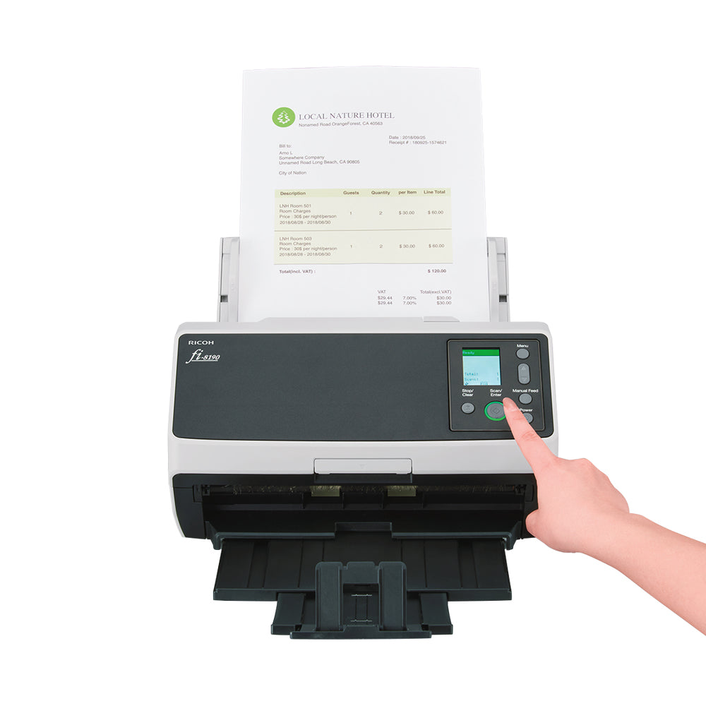 Ricoh fi-8190 ADF + Manual feed scanner 600 x 600 DPI A4 Black, Grey - PA03810-B005