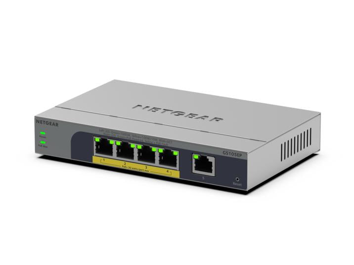 NETGEAR GS105EP Unmanaged Gigabit Ethernet (10/100/1000) Power over Ethernet (PoE) Grey - GS105EP-100NAS