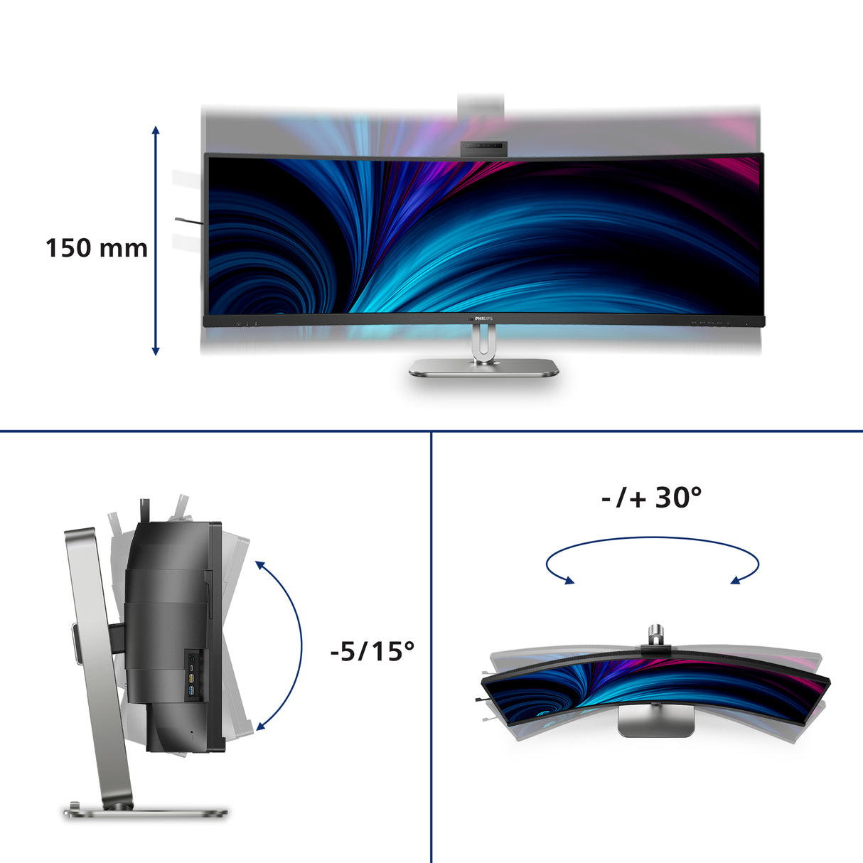 Philips 49B2U6900CH/75 computer monitor 124 cm (48.8") 5120 x 1440 pixels Dual QHD LCD Black - 49B2U6900CH