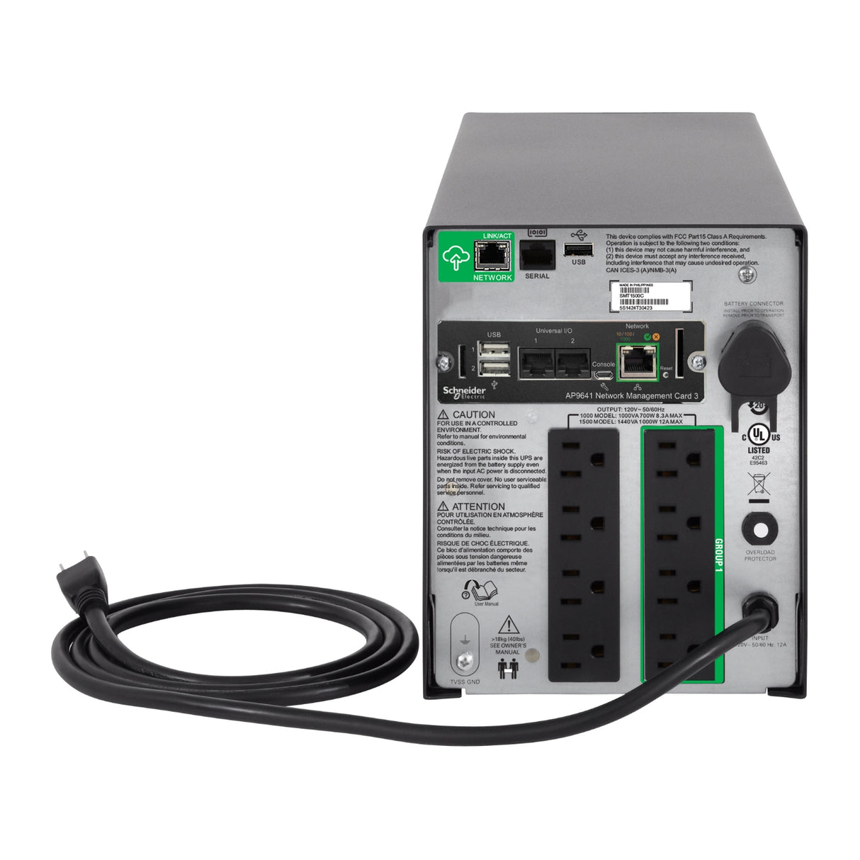 APC SMT1500CNC uninterruptible power supply (UPS) Line-Interactive 1.44 kVA 1000 W 8 AC outlet(s) - SMT1500CNC APC